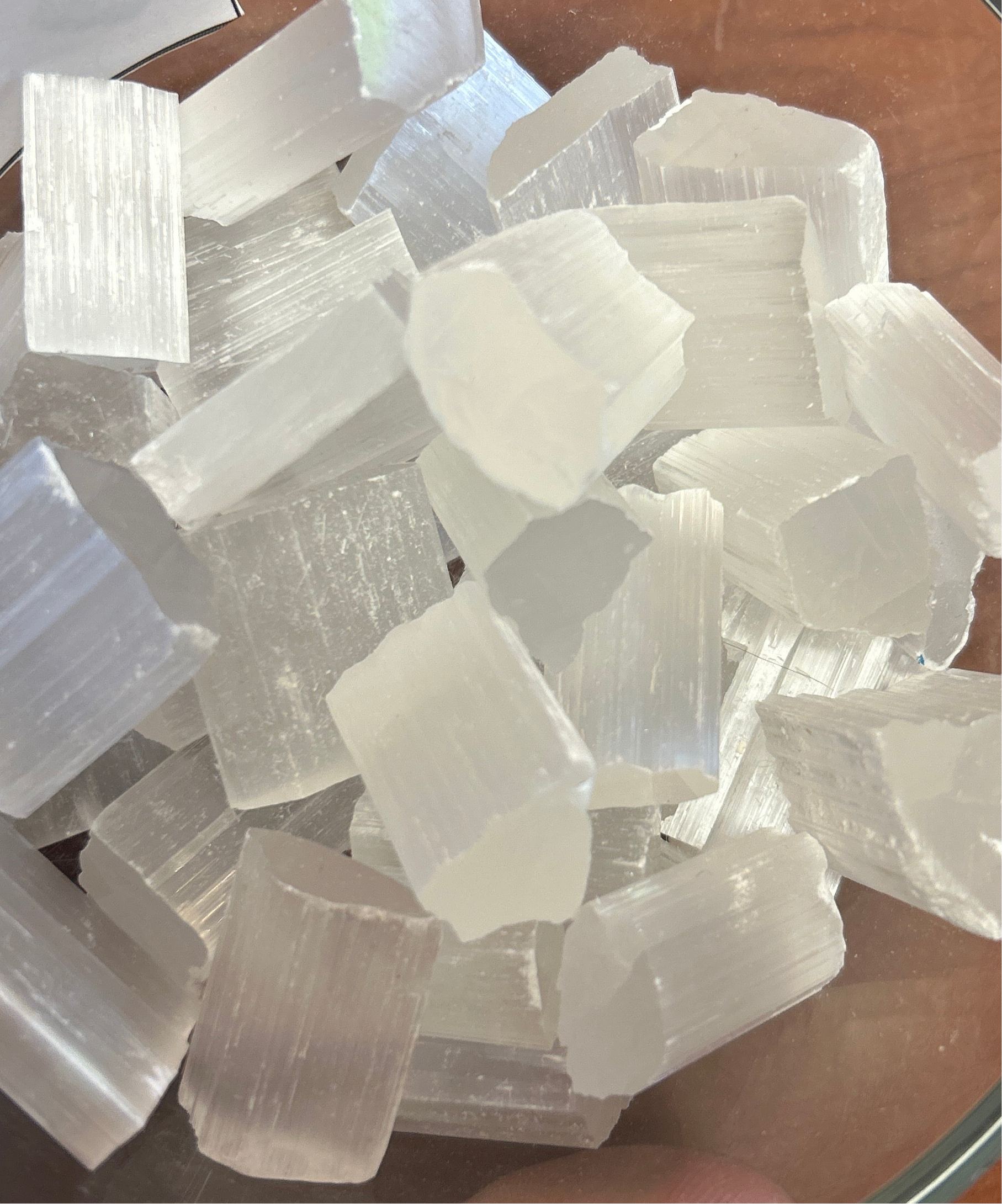 Selenite tumble stones Mountain Mineral Market